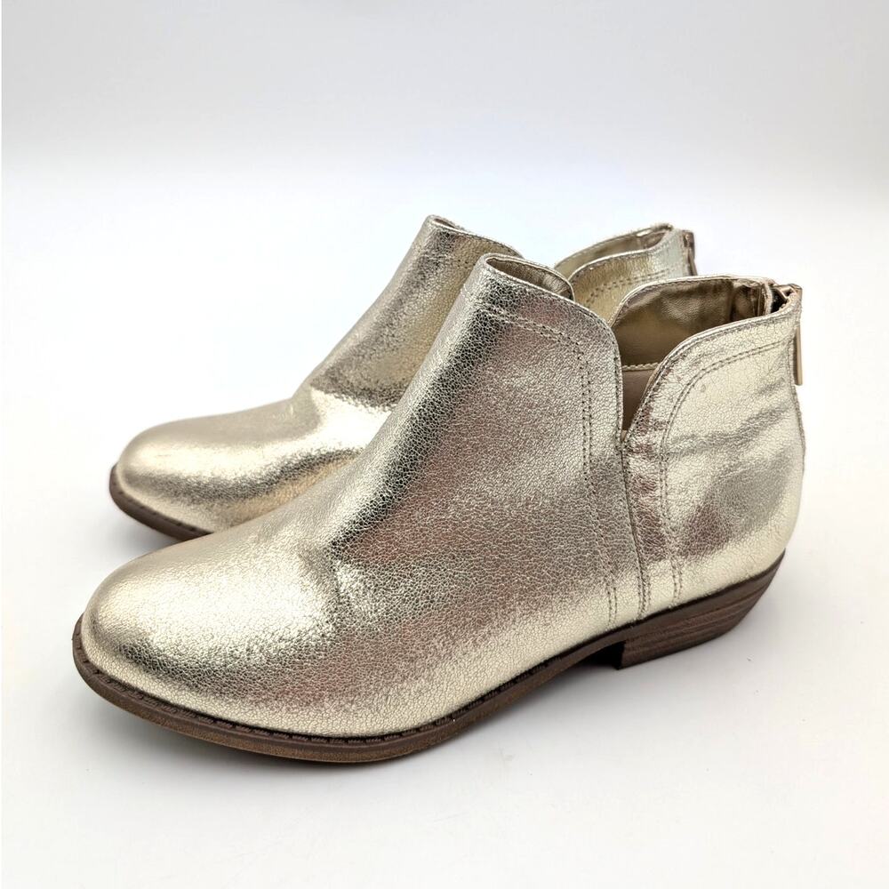 Nina Olympia Ankle Bootie Back Zip Girl's Light Gold Crackle Size US3M EU34